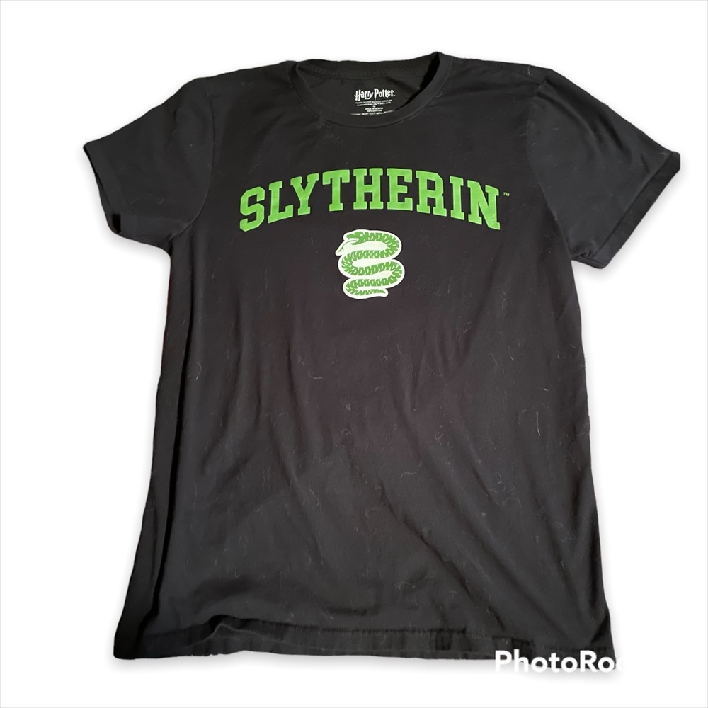 Harry Potter Slytherin Graphic Black Cotton T-shirt Size Medium